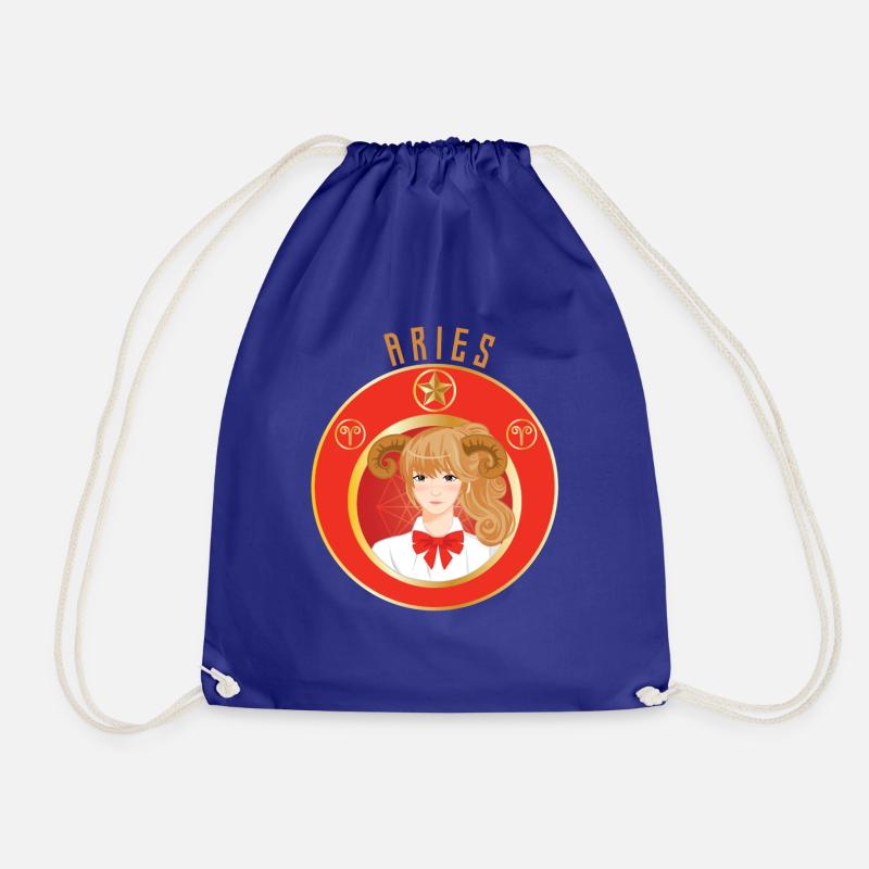 Zodiac - Horoscope - Aries - Gift - Drawstring Bag - royal blue