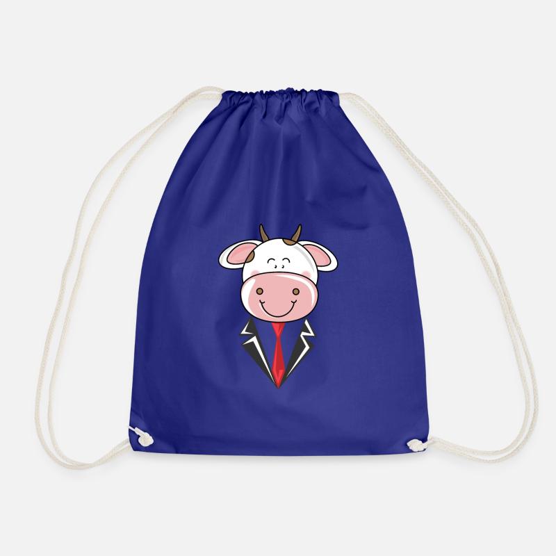 Cow in a suit gift - Drawstring Bag - royal blue