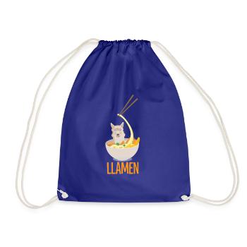 Funny llama and ramen noodles asian cuisine - Drawstring Bag - royal blue - Front