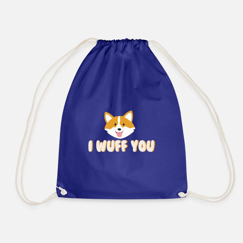 Ich wuff dich! Geschenk Idee - Turnbeutel - Königsblau