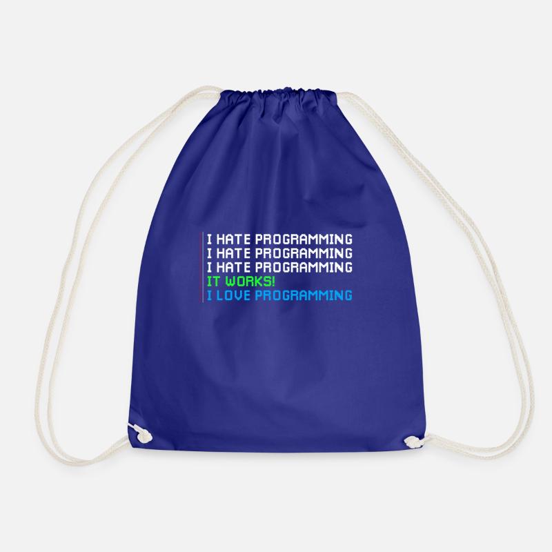 Funny I Hate Love Programming Gift Shirt - Turnbeutel - Königsblau