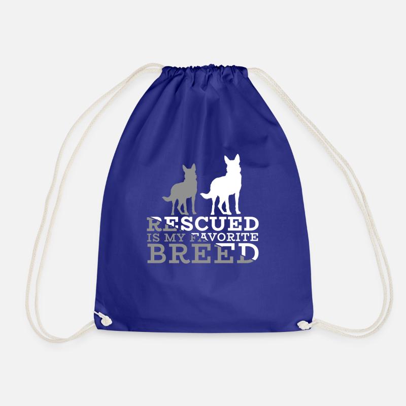 Rescued is my favorite dog - Drawstring Bag - royal blue