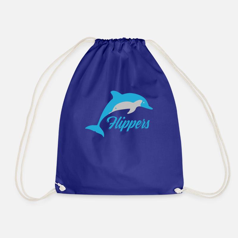 Flipper Springender Delfin Logo Schriftzug - Turnbeutel - Königsblau