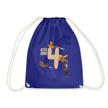 Birthday 4 years pilot, plane T-shirt Four - Drawstring Bag - royal blue - Front