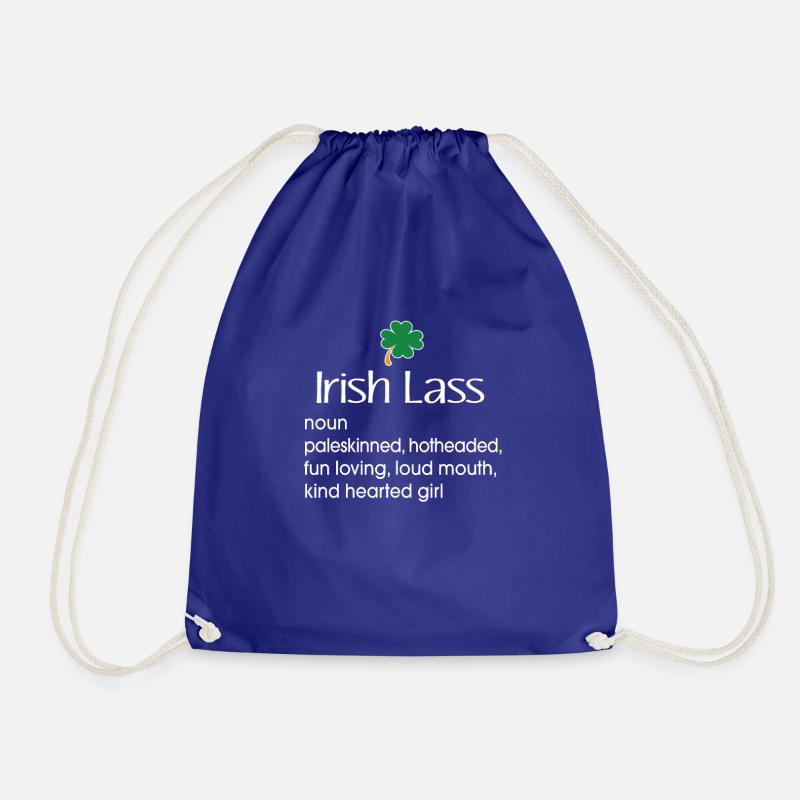 Funny Irish Lass Definition Gift for Irish Gifts - Drawstring Bag - royal blue