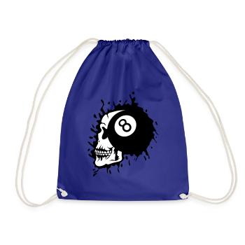 billiards head of death profile ball 8 - Drawstring Bag - royal blue - Front