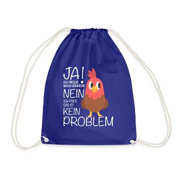 Huhn Lustig Spruch Geschenkidee Bauer Hühner - Turnbeutel - Königsblau - Vorne