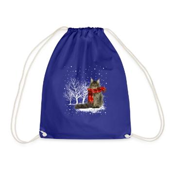 Snow cat Maine Coon in winter - Drawstring Bag - royal blue - Front