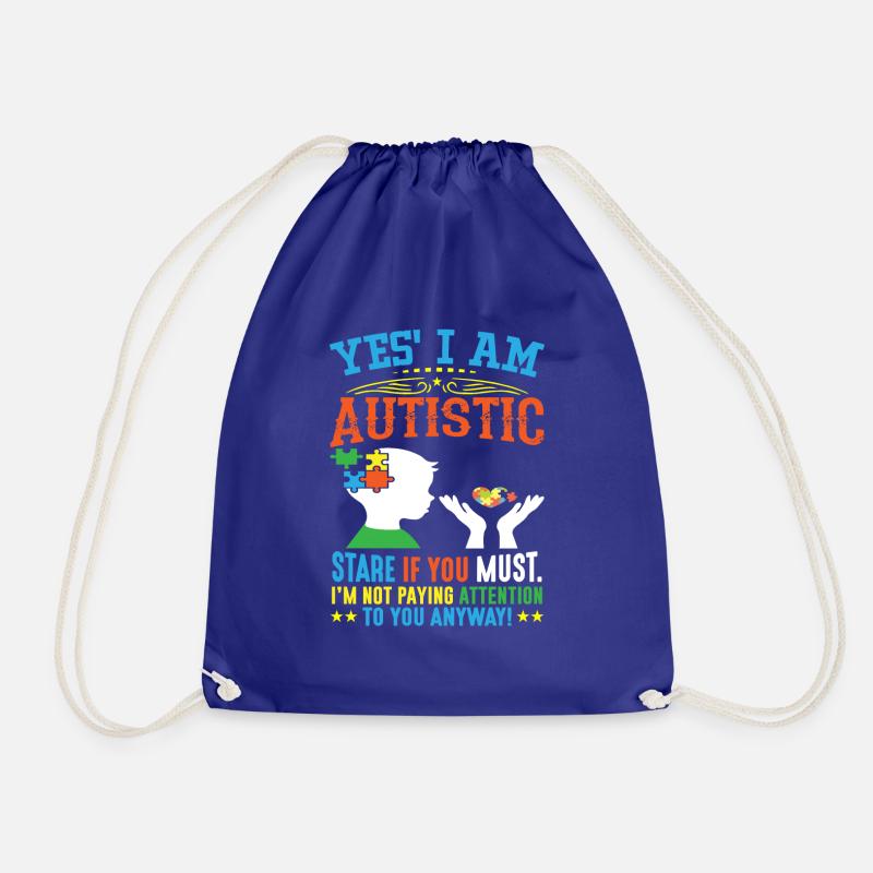 Yes, I am autistic - Drawstring Bag - royal blue