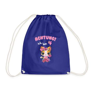 Kindergeburtstag Shirt 4 Jahre Kätzchen Geschenk K - Turnbeutel - Königsblau - Vorne