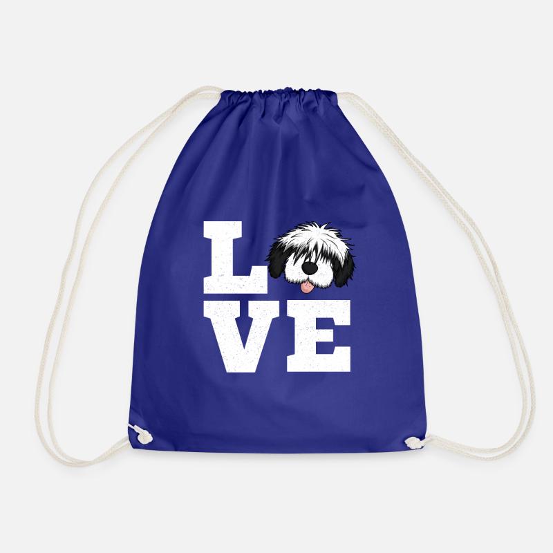 Bobtail poodle mongrel dog gift - Drawstring Bag - royal blue
