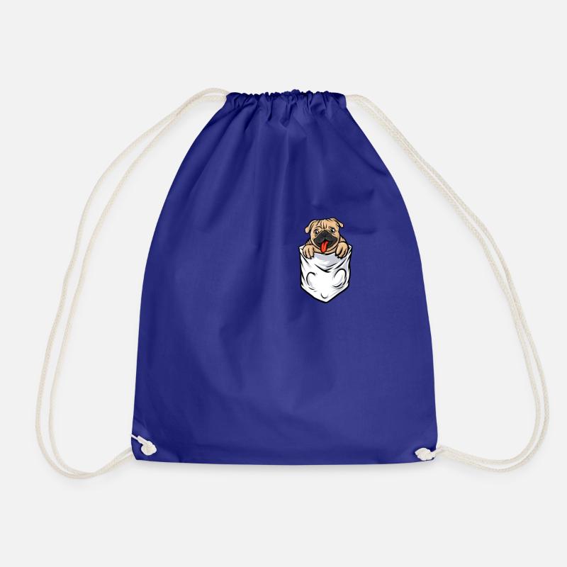 Pug Mops in Tasche - Turnbeutel - Königsblau