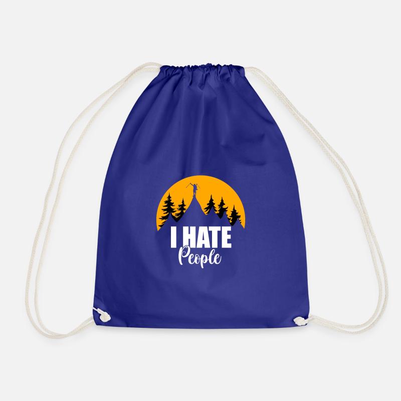 I hate People Tshirt Ich hasse Menschen - Turnbeutel - Königsblau