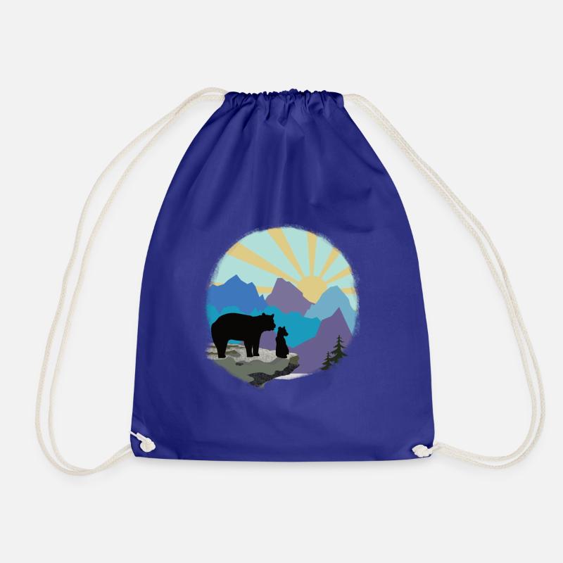 Bear Dad with Son - Drawstring Bag - royal blue