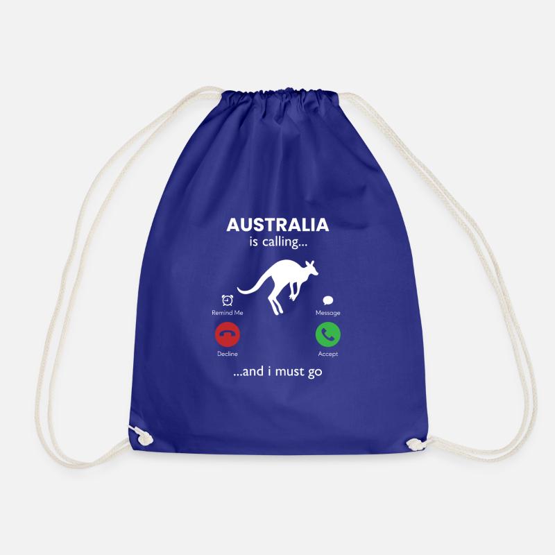 australia is calling, funny australia - Drawstring Bag - royal blue