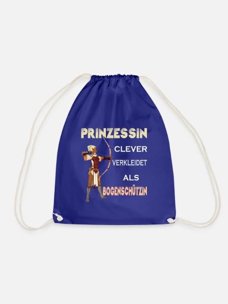 Bogenschützin Prinzessin - Bogenschießen - Turnbeutel - Königsblau