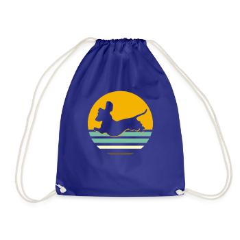 Cadeau de silhouette de chien teckel rétro teckel - Sac de sport léger - bleu roi - Devant
