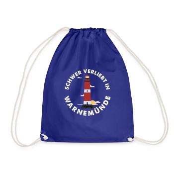 Schwer verliebt - Warnemünde Ostsee mit Leuchtturm - Turnbeutel - Königsblau - Vorne