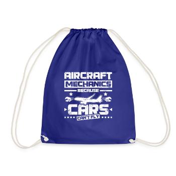 Aircraft mechanic because cars can't fly - Drawstring Bag - royal blue - Front