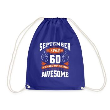 Septembre 1962 - cadeau du 60e anniversaire. Génial. - Sac de sport léger - bleu roi - Devant