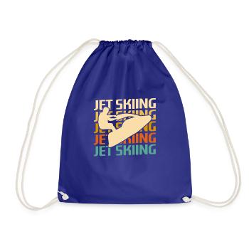 Classic Vintage Retro Jet Skiing Skis - Drawstring Bag - royal blue - Front