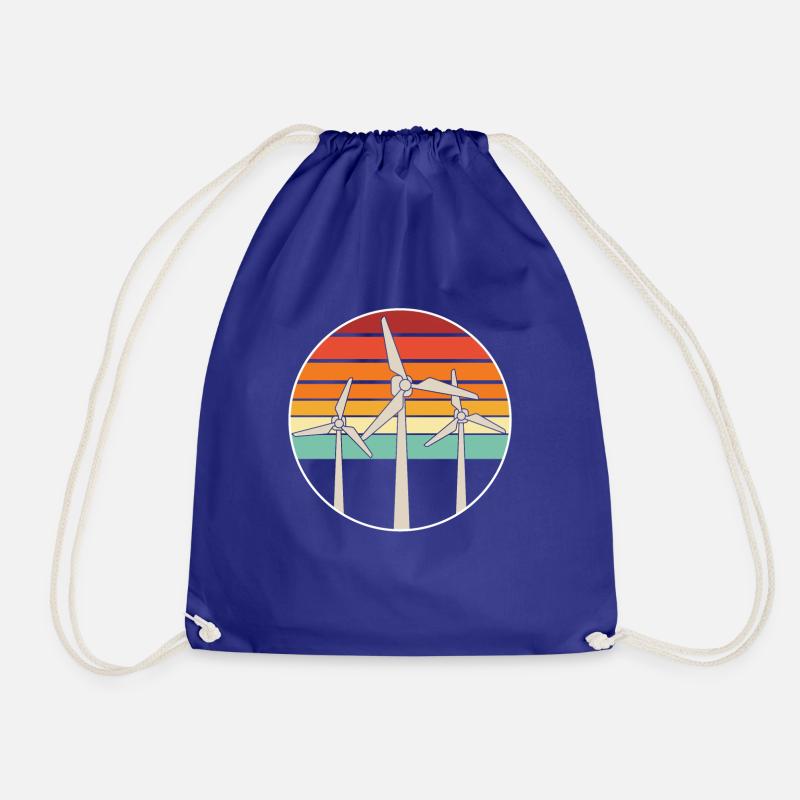 Wind power Wind turbine Wind turbines Wind turbine renewable - Drawstring Bag - royal blue