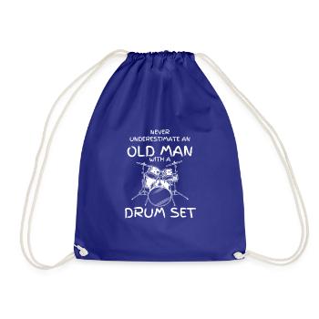 Vintage Drummer Never Underestimate An Old Man - Drawstring Bag - royal blue - Front