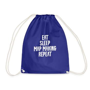 Eat Sleep Map Making Repeat Cartographer Cartograp - Drawstring Bag - royal blue - Front