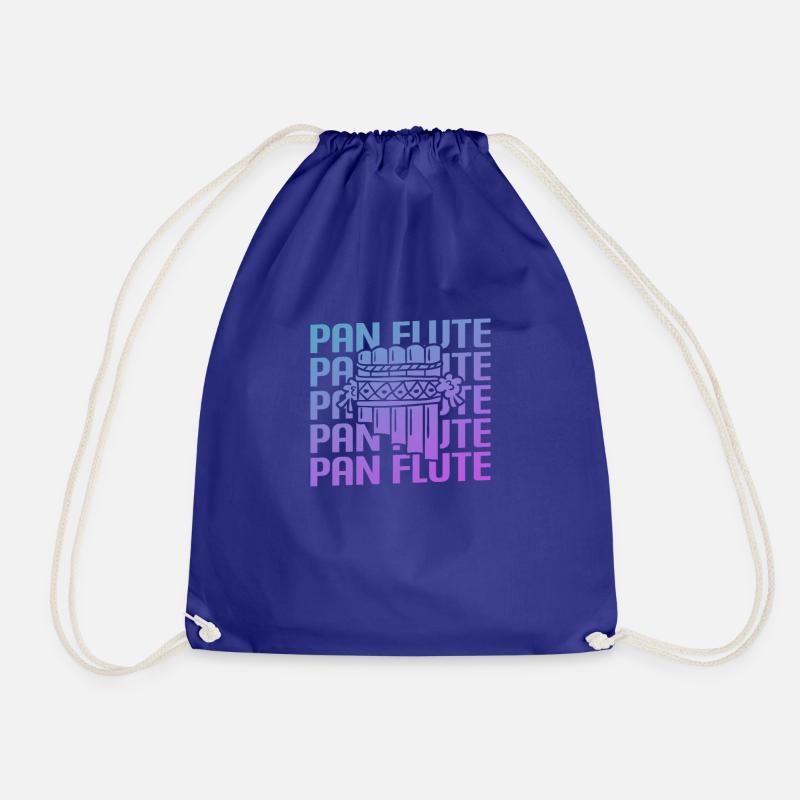 Retro Vintage Classic Pan Flute Instrument Guita - Drawstring Bag - royal blue