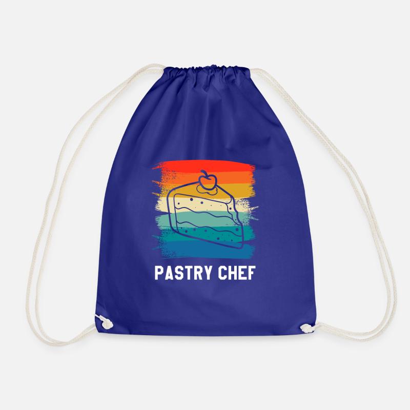 Retro Vintage Pastry Chef Pastries - Drawstring Bag - royal blue