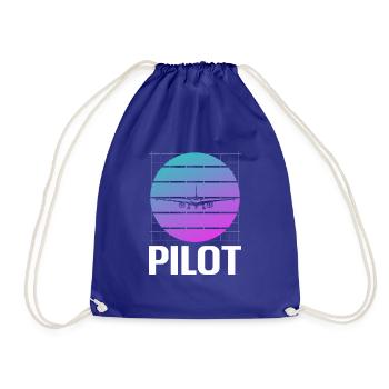 Retro Vintage Classic Pilot Aviation - Drawstring Bag - royal blue - Front
