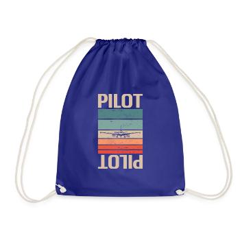 Retro Vintage Classic Pilot Aviation - Drawstring Bag - royal blue - Front