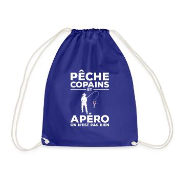 Pêche Copains Et Apéro On N'est Pas Bien Pêcheur - Turnbeutel - Königsblau - Vorne