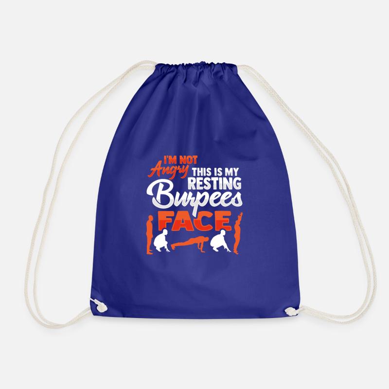 Resting burpees face design for aerobic workout - Drawstring Bag - royal blue