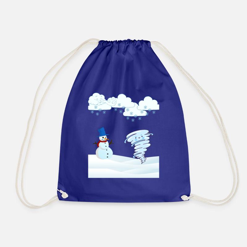 cute winter snowman and wind - Drawstring Bag - royal blue