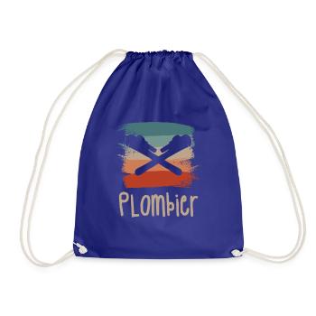 Vintage Retro Plombier Plomberie - Sac de sport léger - bleu roi - Devant