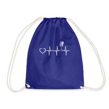 Podcasting Podcast Mic Podcast Heartbeat Heart Pod - Drawstring Bag - royal blue - Front