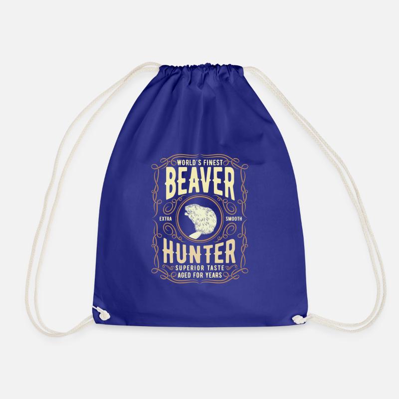Beaver Hunting Label, Worlds Finest Beaver Hunter - Drawstring Bag - royal blue