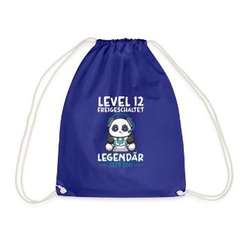 Level 12 Jahre Geburtstagsshirt Panda Gamer 2013 - Turnbeutel - Königsblau - Vorne