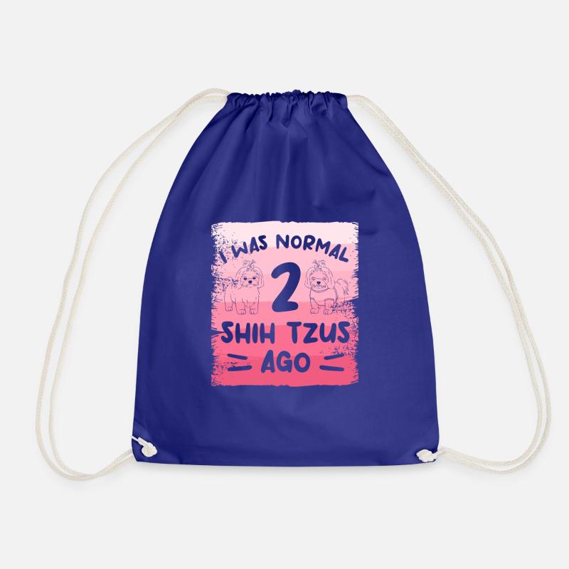 I Was Normal 2 Shih Tzus Ago Shih Tzu Lover - Drawstring Bag - royal blue