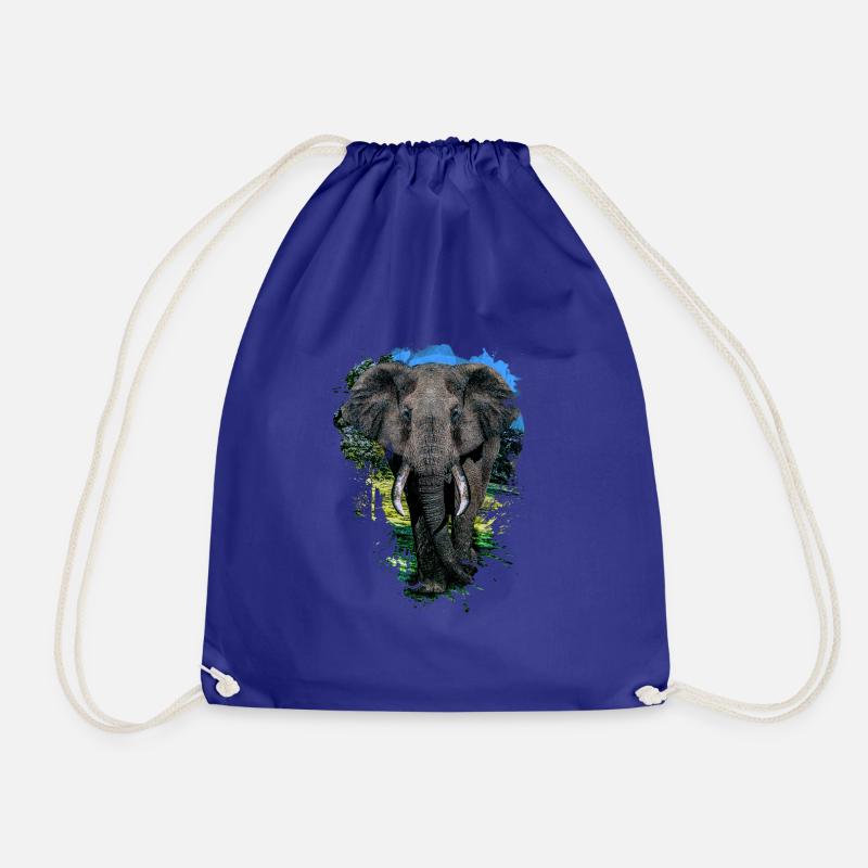 Elephant Head Animal Proboscis Elephant - Drawstring Bag - royal blue