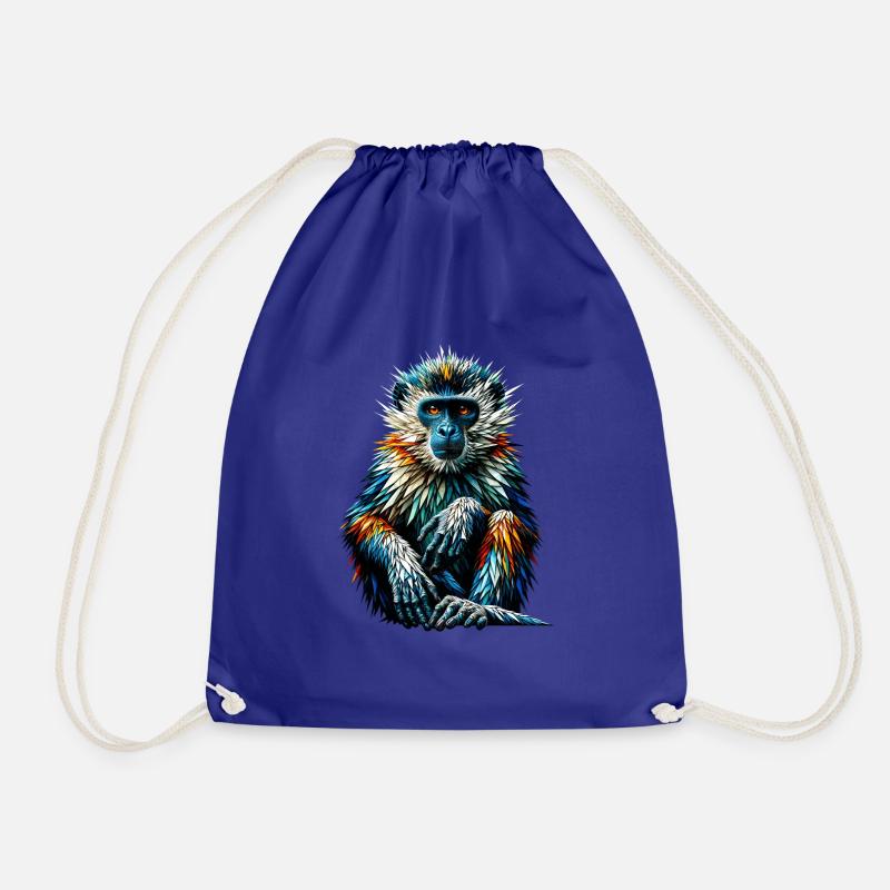 Polygon Art Monkey Lover Ape Chimpanzee Monkeys - Drawstring Bag - royal blue