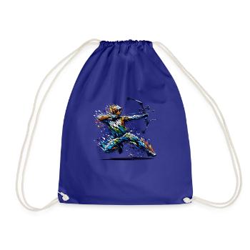 Polygon Art Archer Archery Bow And Arrow Archers - Drawstring Bag - royal blue - Front