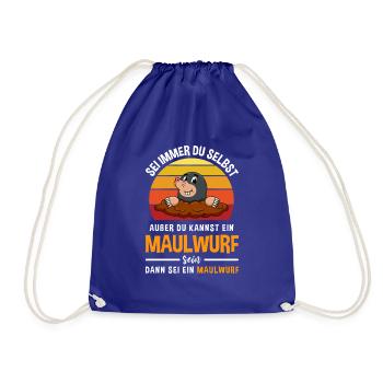 Maulwurfshügel Retro Maulwurf Motiv - Turnbeutel - Königsblau - Vorne
