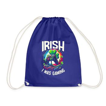 Irish I Was Gaming St Patricks Day Video Gamer - Drawstring Bag - royal blue - Front