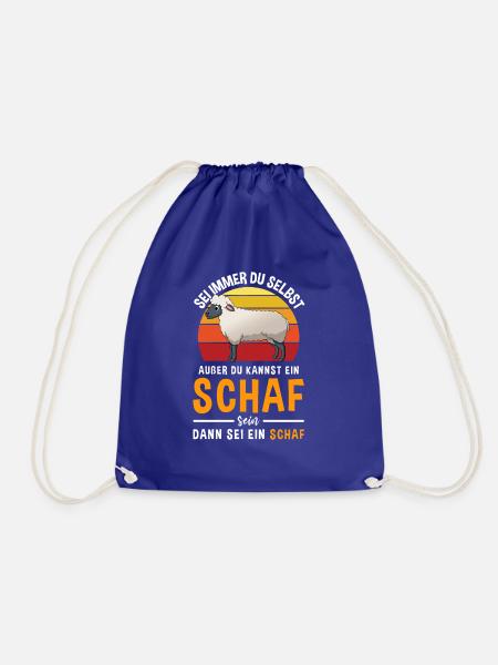 Bauer Retro Schaf Lämmer für Schafbauer - Turnbeutel - Königsblau