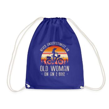 Never Underestimate An Old Woman On An E-Bike - Drawstring Bag - royal blue - Front