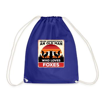 Never Underestimate An Old Man Who Loves Foxes Fox - Drawstring Bag - royal blue - Front