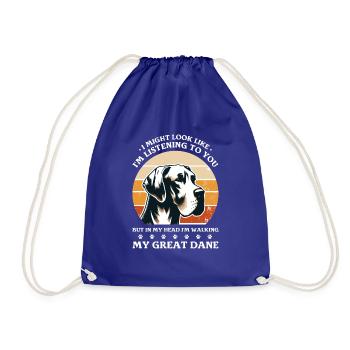 I Might Look Like I'm Listening Great Dane German - Drawstring Bag - royal blue - Front