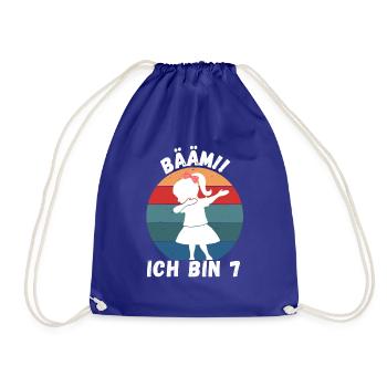 7. Geburtstag - BÄÄM, Mädchen mit DAB Tanz - Turnbeutel - Königsblau - Vorne